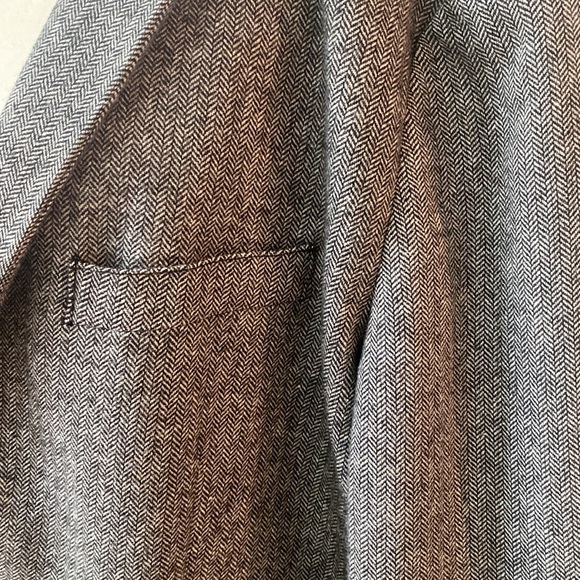 Mens XL herringbone black gray XL blazer sport coat dinner jacket - Picture 5 of 11